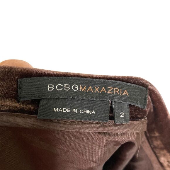 BCBGMaxAzria 90s Tiered Velvet Peasant Skirt Size 2 Brown Rayon Silk Boho - Picture 10 of 11